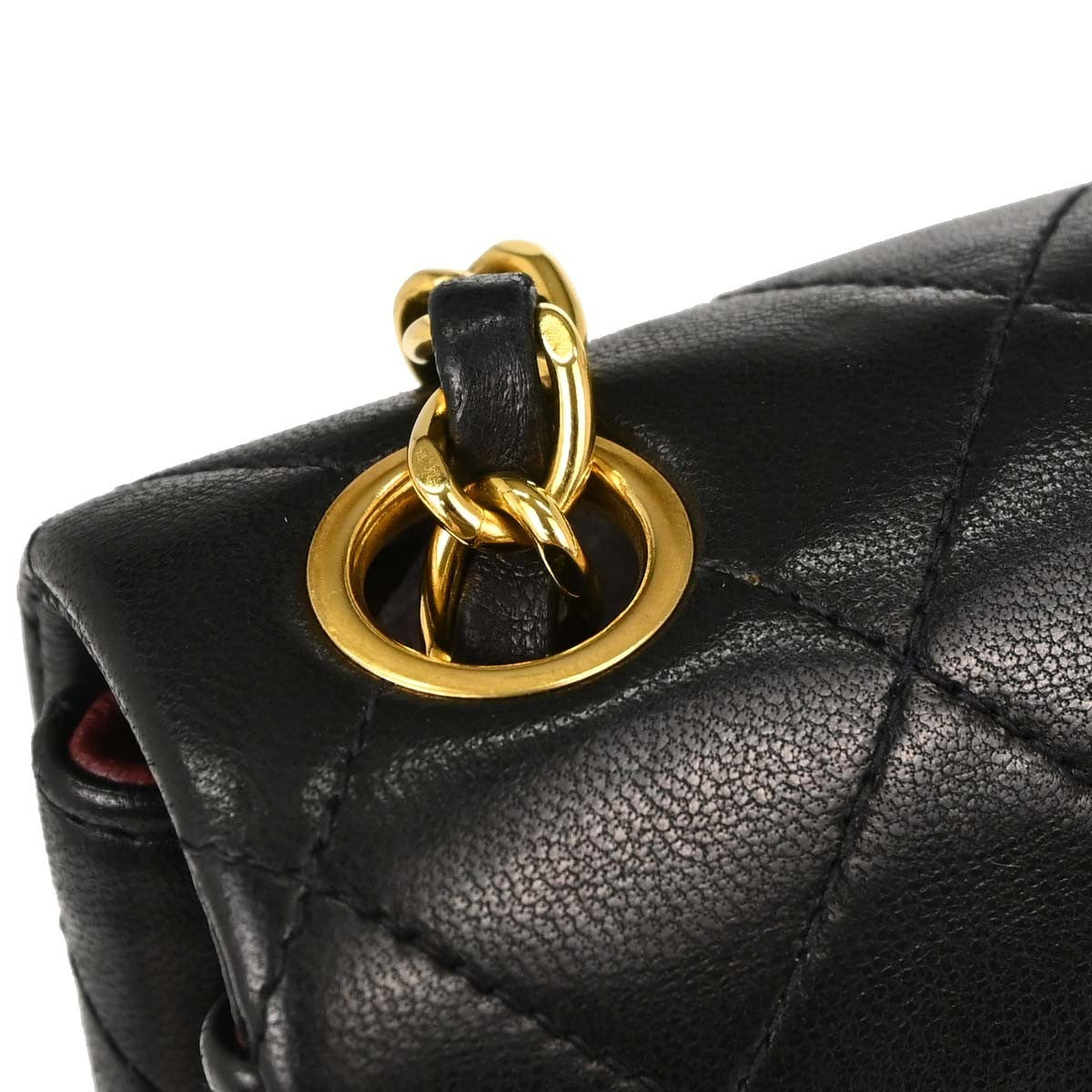 Chanel Black Lambskin Mini Classic Square Flap 17 Shoulder Bag