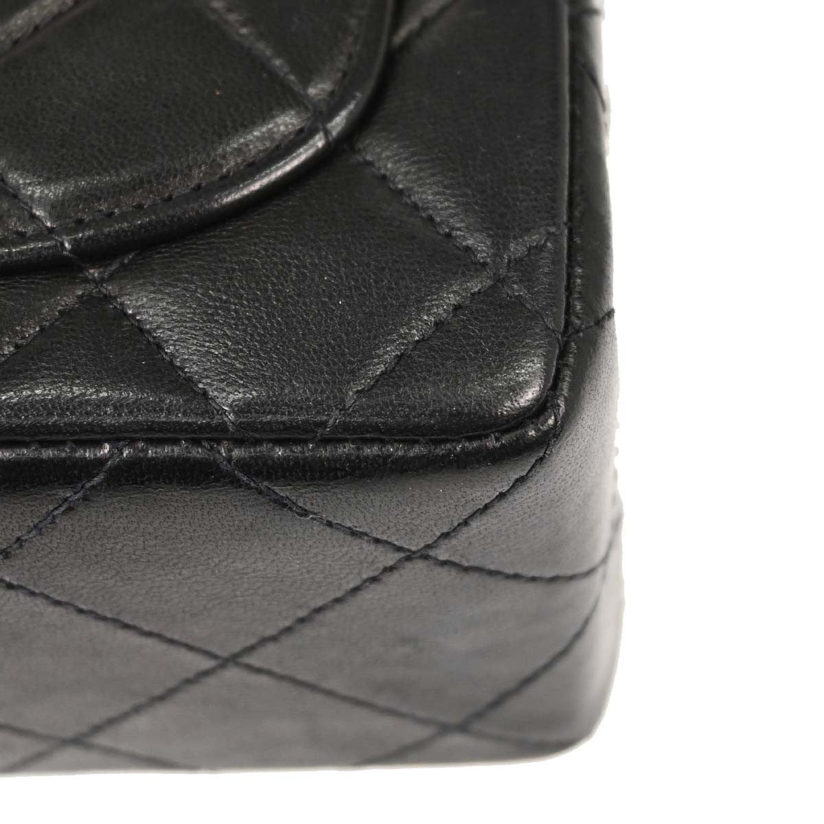 Chanel Black Lambskin Mini Classic Square Flap 17 Shoulder Bag