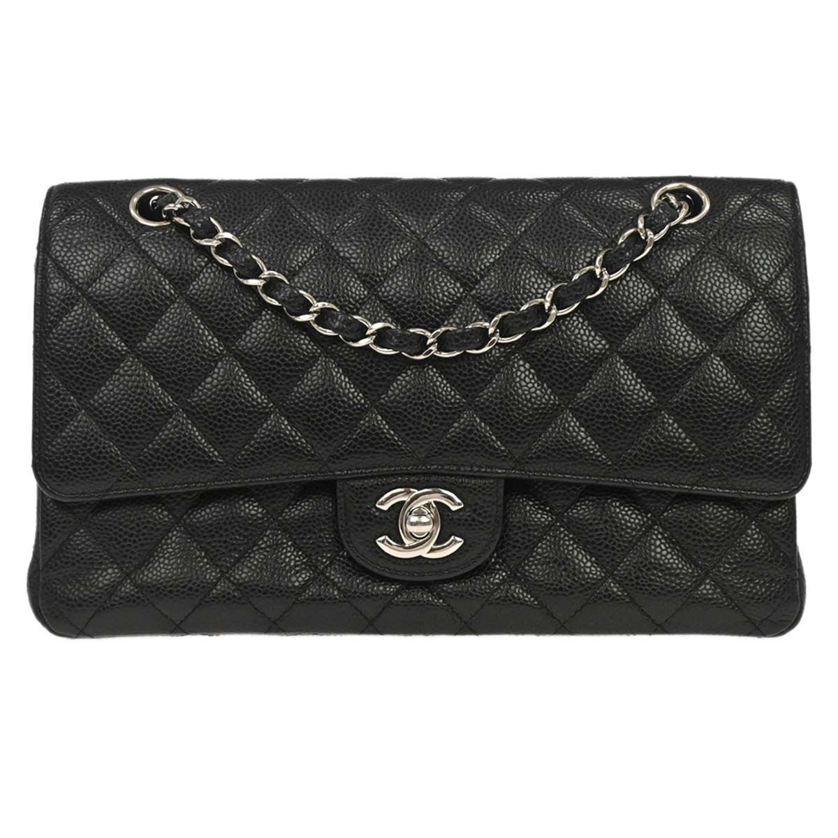Chanel Black Calfskin Medium Classic Double Flap Shoulder Bag