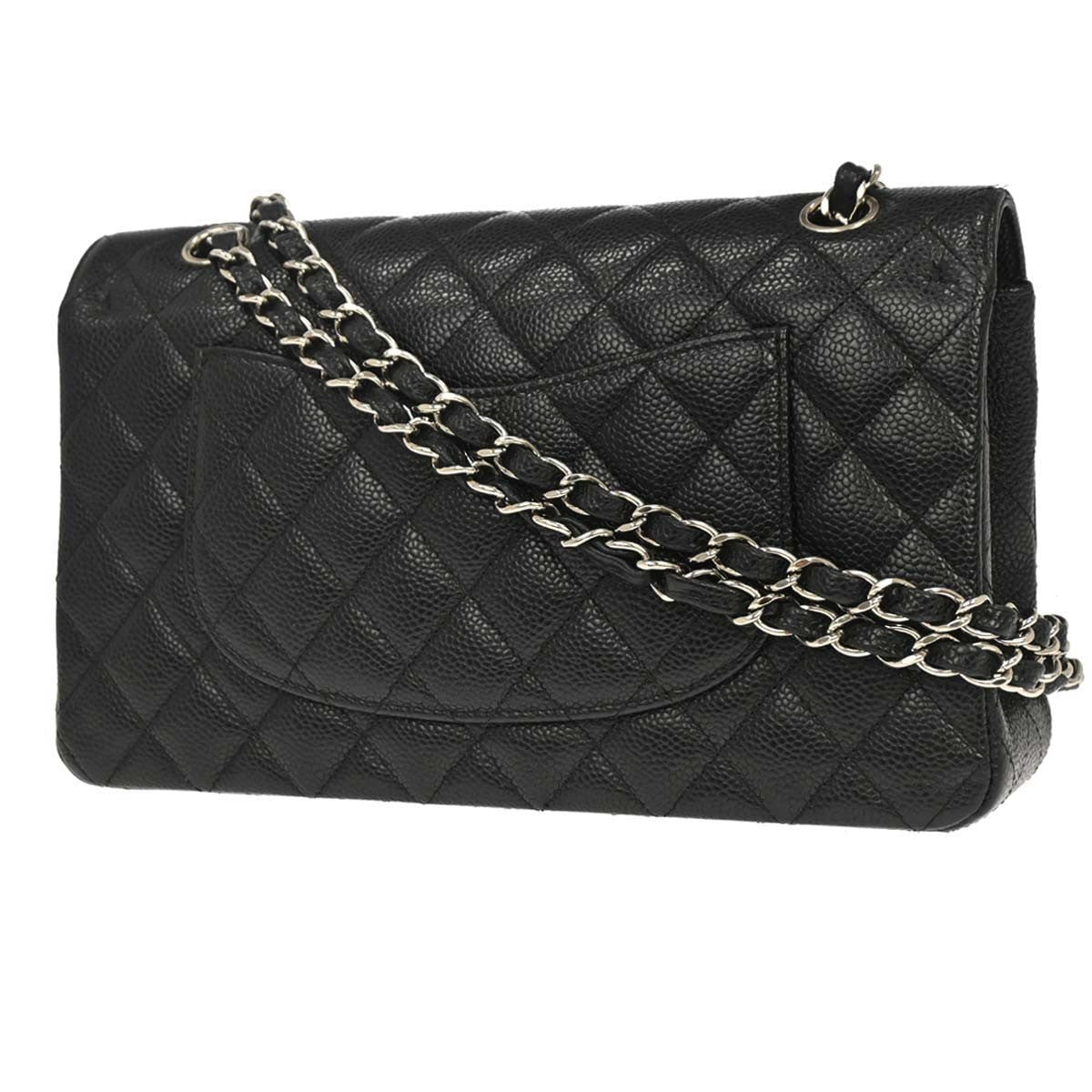 Chanel Black Calfskin Medium Classic Double Flap Shoulder Bag