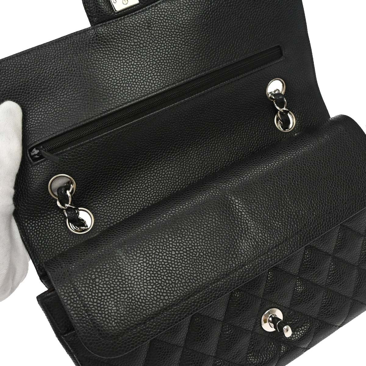 Chanel Black Calfskin Medium Classic Double Flap Shoulder Bag