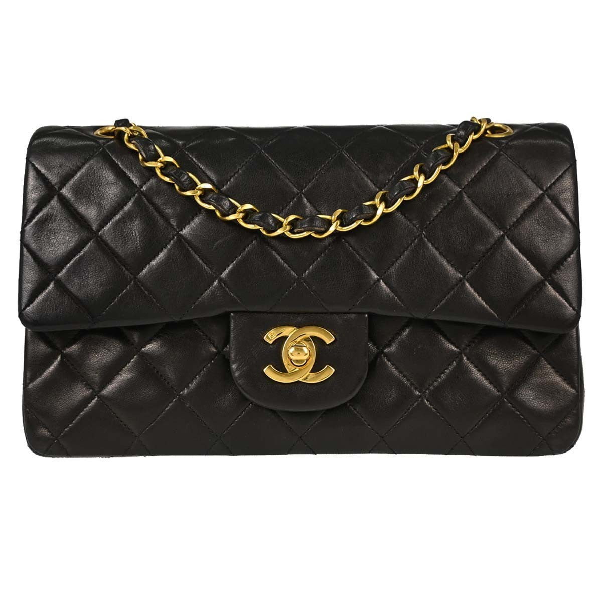 Chanel Black Lambskin Small Classic Double Flap Shoulder Bag