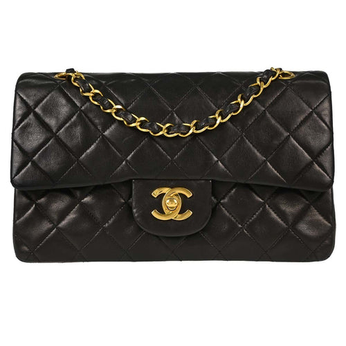 Chanel Black Lambskin Small Classic Double Flap Shoulder Bag