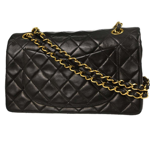 Chanel Black Lambskin Small Classic Double Flap Shoulder Bag