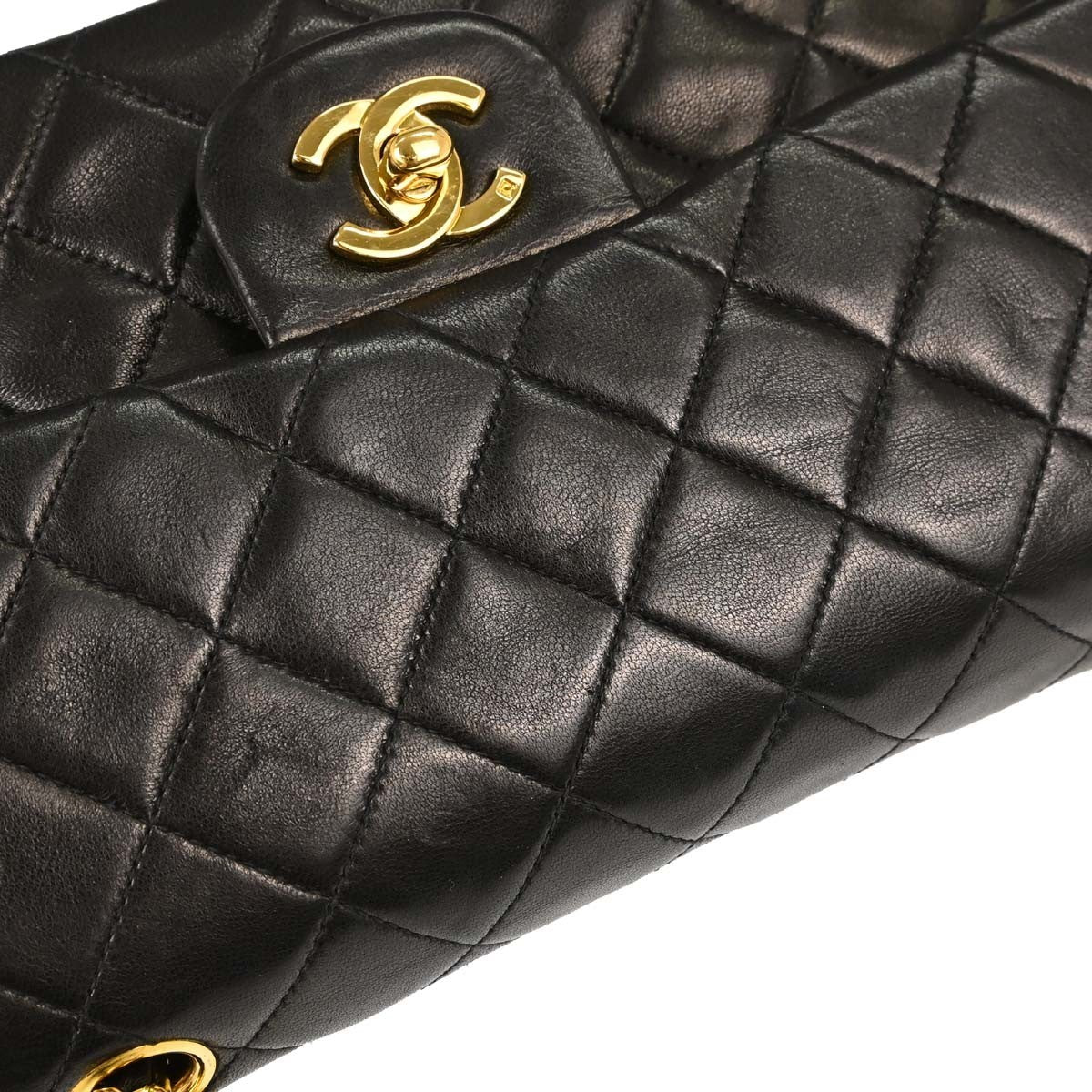 Chanel Black Lambskin Small Classic Double Flap Shoulder Bag
