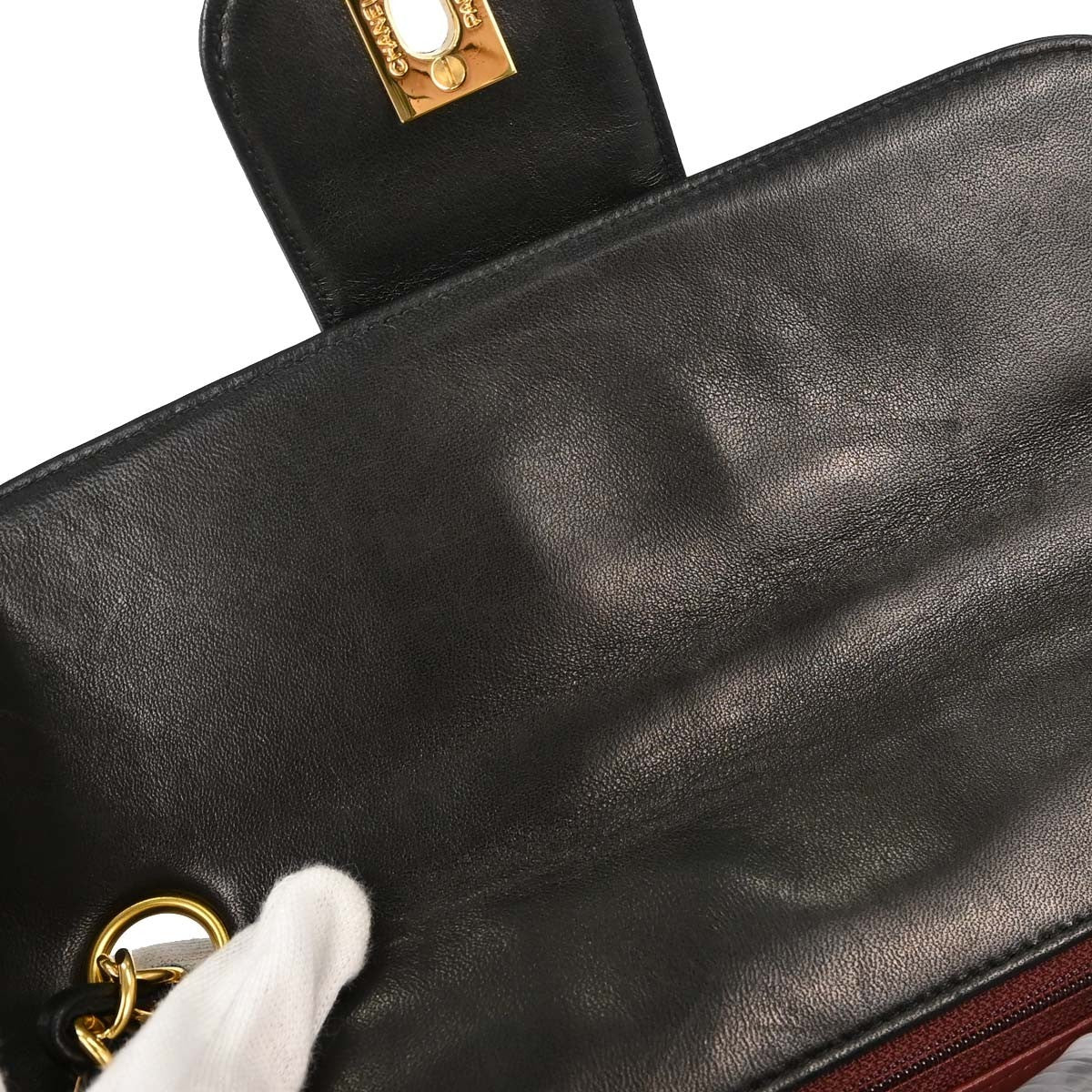 Chanel Black Lambskin Horizontal Stitch Small Double Flap Shoulder Bag