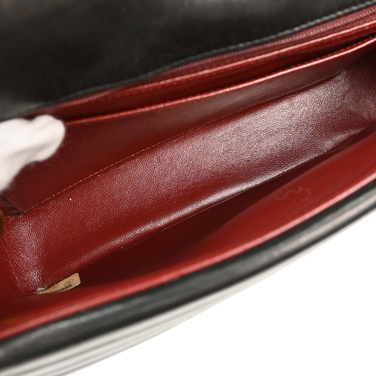 Chanel Black Lambskin Horizontal Stitch Small Double Flap Shoulder Bag