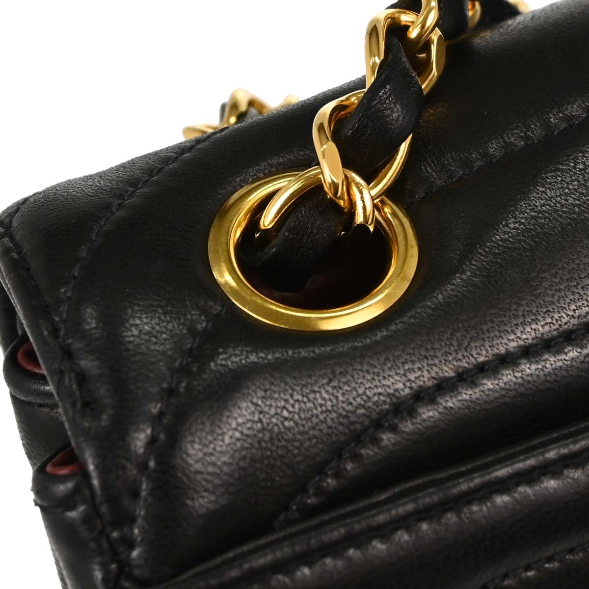Chanel Black Lambskin Horizontal Stitch Small Double Flap Shoulder Bag