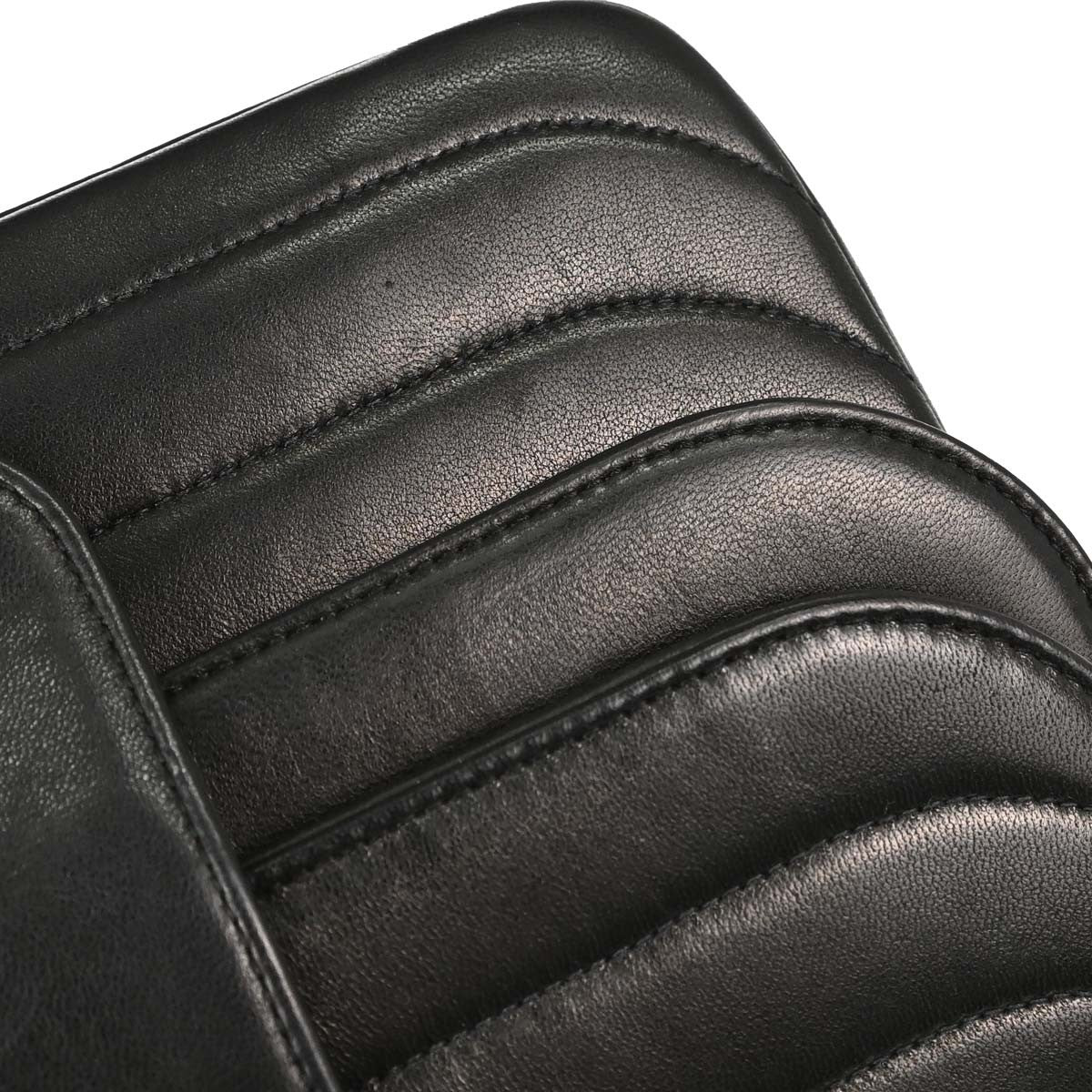Chanel Black Lambskin Horizontal Stitch Small Double Flap Shoulder Bag