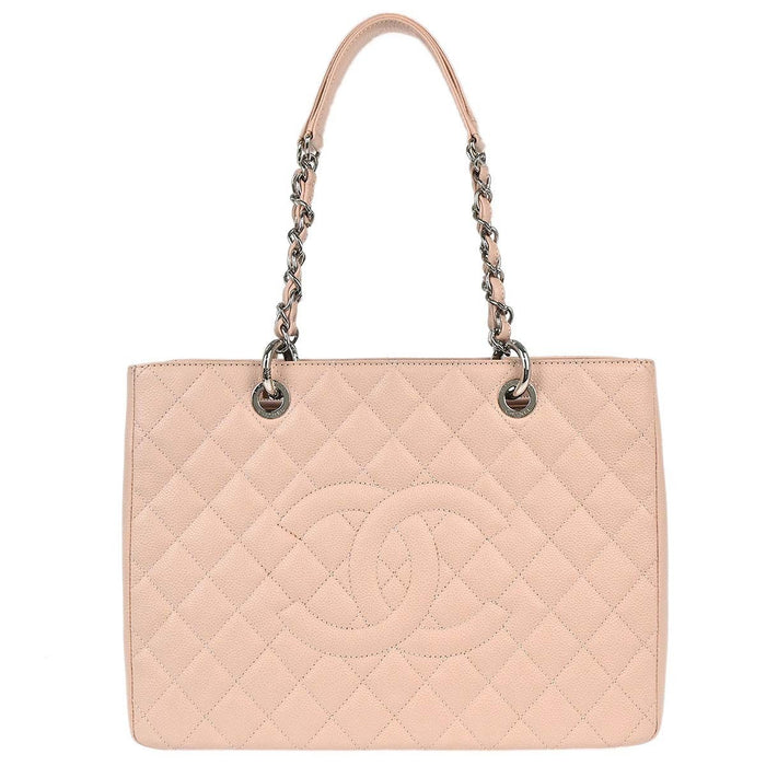 Chanel Light Pink Calfskin Grand Shopping Tote GST Chain Handbag