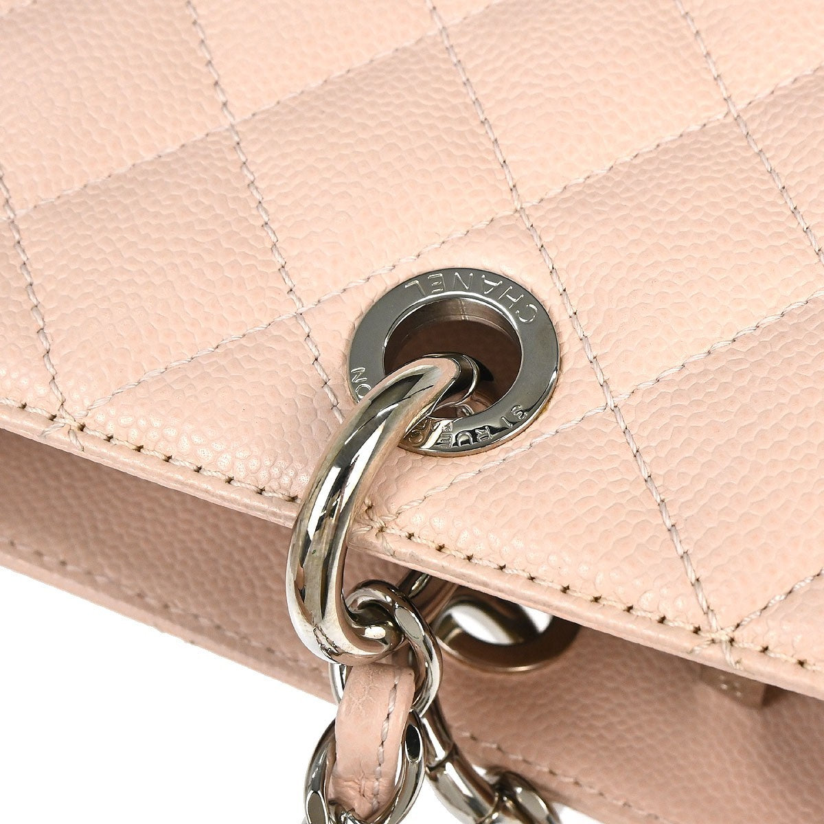 Chanel Light Pink Calfskin Grand Shopping Tote GST Chain Handbag