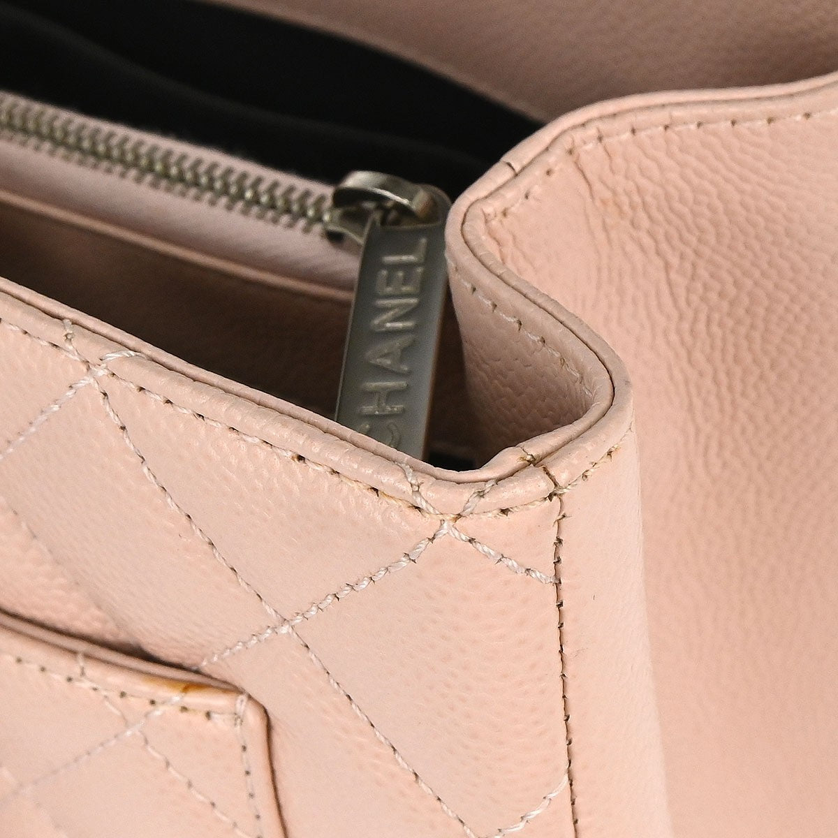 Chanel Light Pink Calfskin Grand Shopping Tote GST Chain Handbag