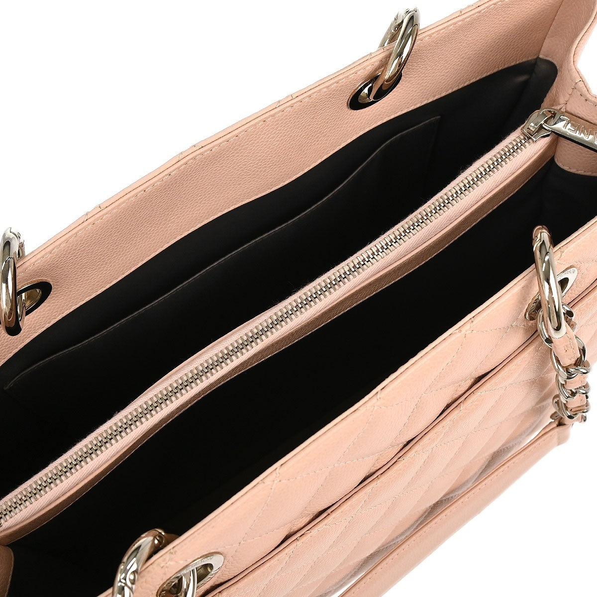 Chanel Light Pink Calfskin Grand Shopping Tote GST Chain Handbag