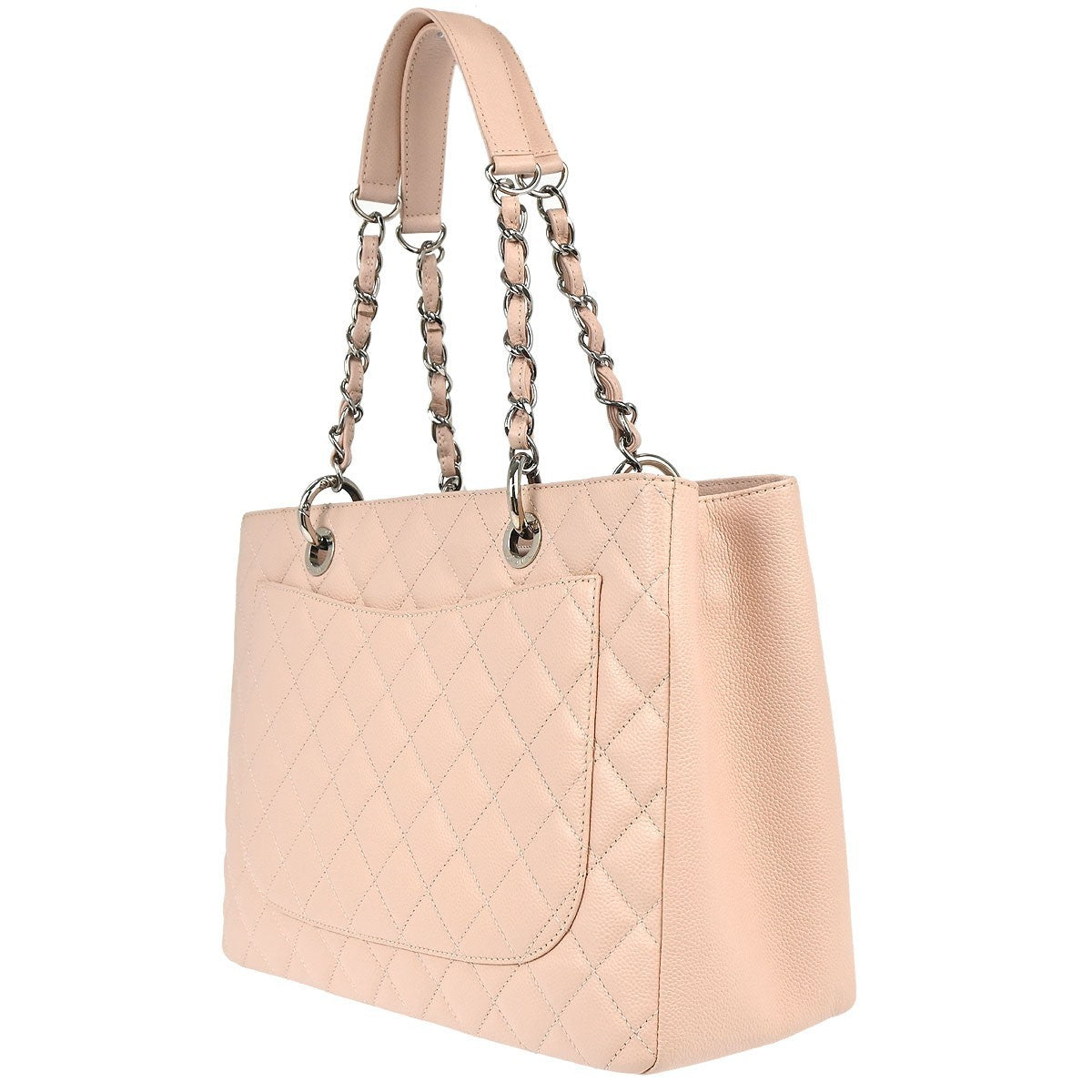 Chanel Light Pink Calfskin Grand Shopping Tote GST Chain Handbag