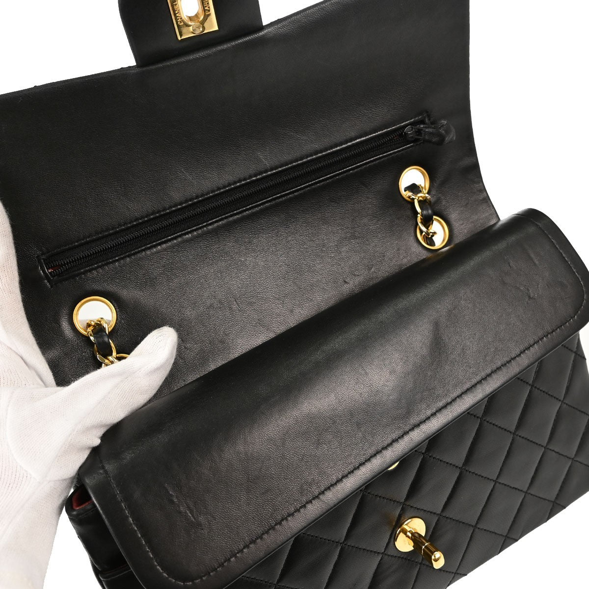 Chanel Black Lambskin Medium Classic Double Flap Shoulder Bag