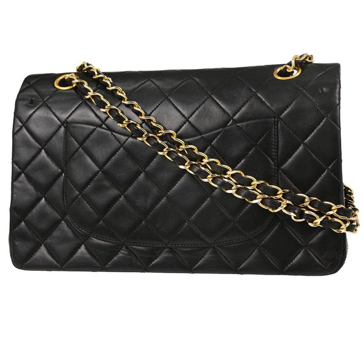 Chanel Black Lambskin Medium Classic Double Flap Shoulder Bag