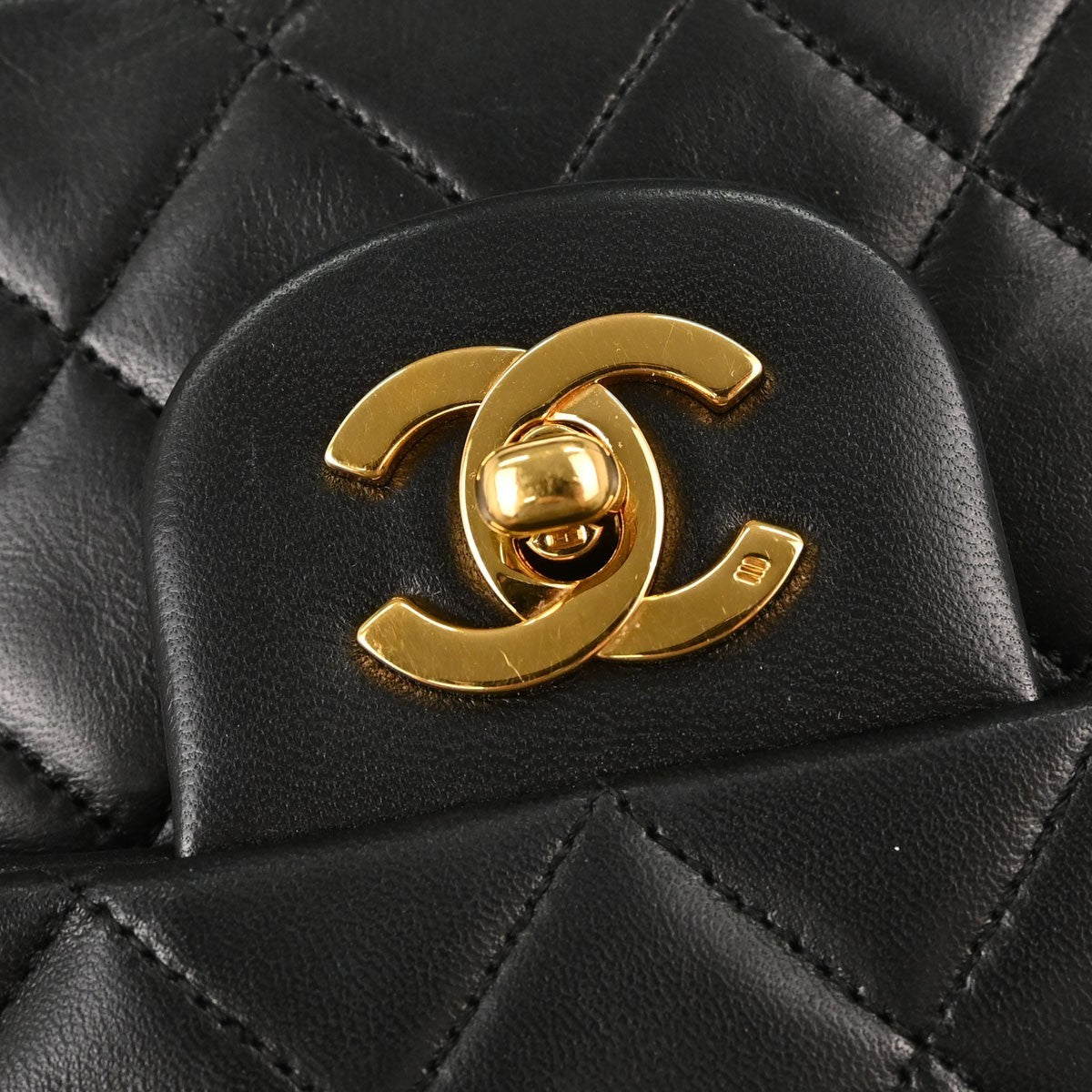 Chanel Black Lambskin Medium Classic Double Flap Shoulder Bag