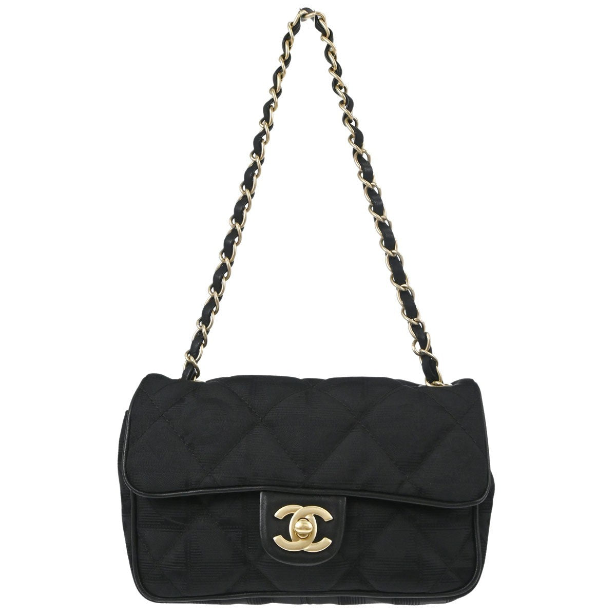 Chanel Black Nylon Jacquard Travel Mini Classic Single Flap Handbag