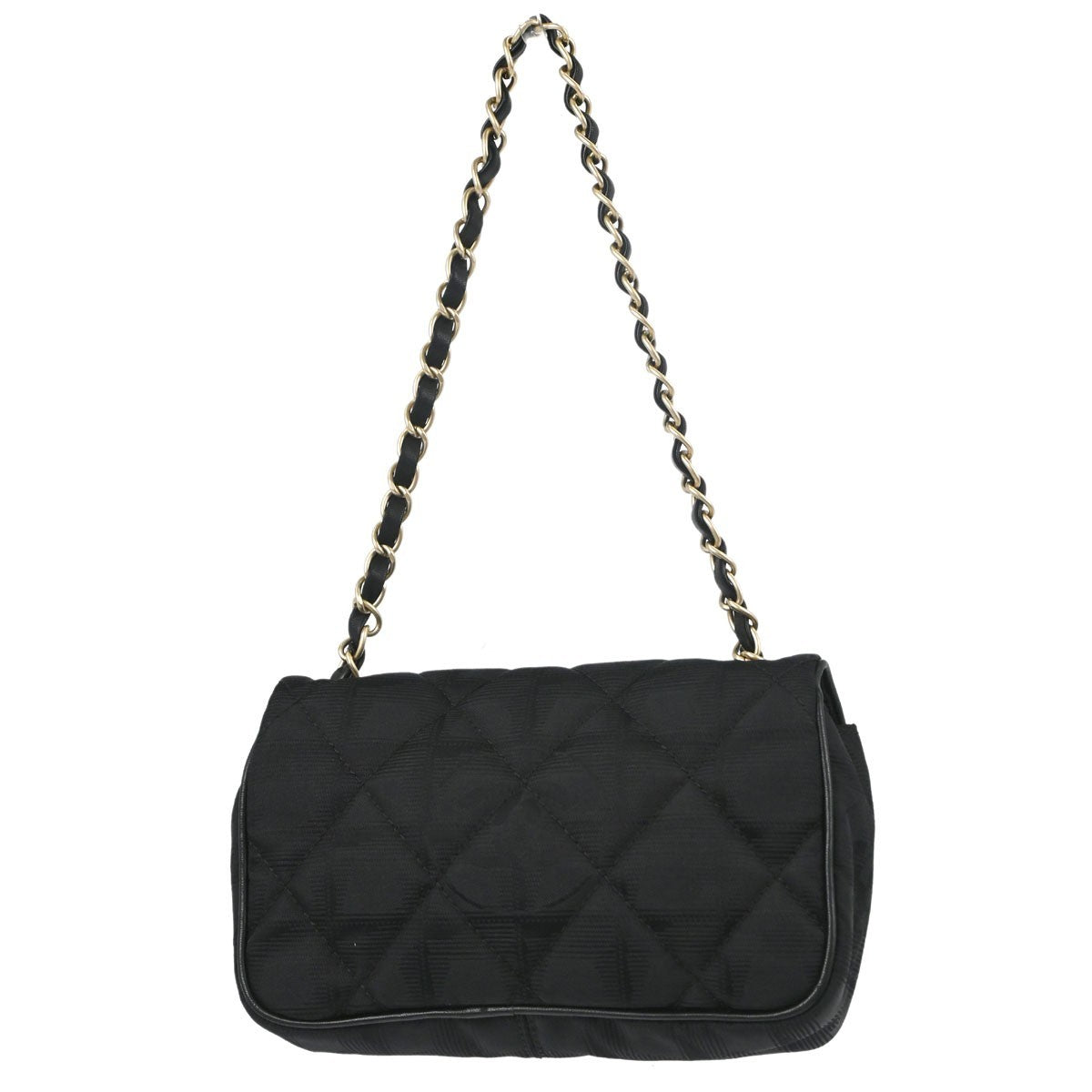 Chanel Black Nylon Jacquard Travel Mini Classic Single Flap Handbag
