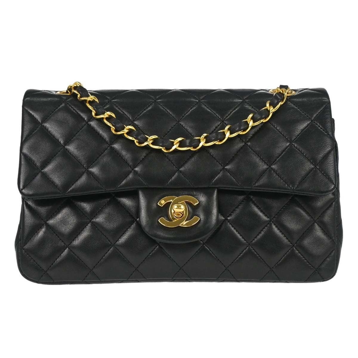 Chanel Black Lambskin Small Classic Double Flap Shoulder Bag