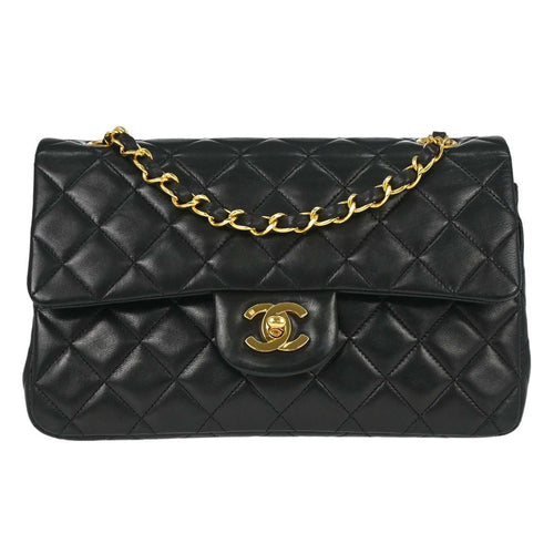 Chanel Black Lambskin Small Classic Double Flap Shoulder Bag