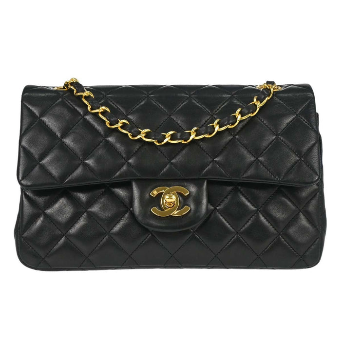 Chanel Black Lambskin Small Classic Double Flap Shoulder Bag