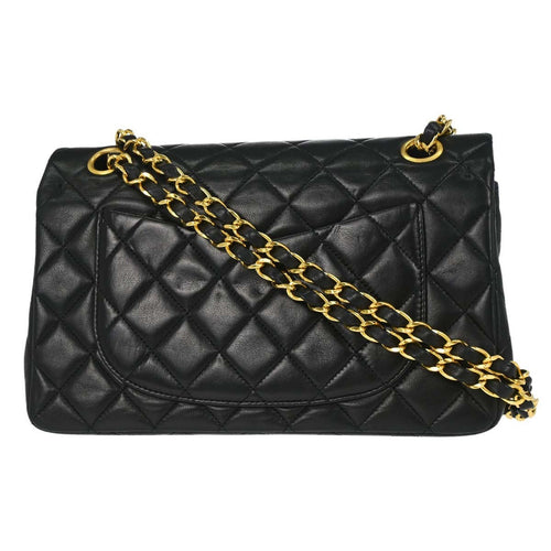 Chanel Black Lambskin Small Classic Double Flap Shoulder Bag