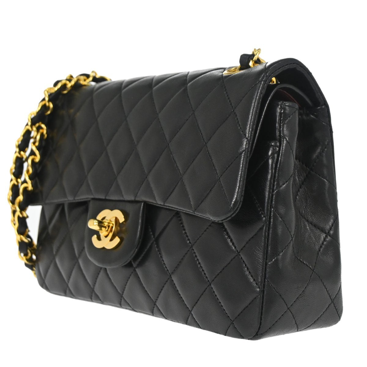 Chanel Black Lambskin Small Classic Double Flap Shoulder Bag
