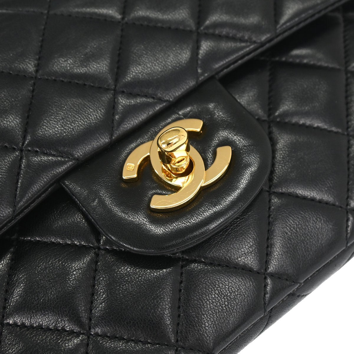 Chanel Black Lambskin Small Classic Double Flap Shoulder Bag