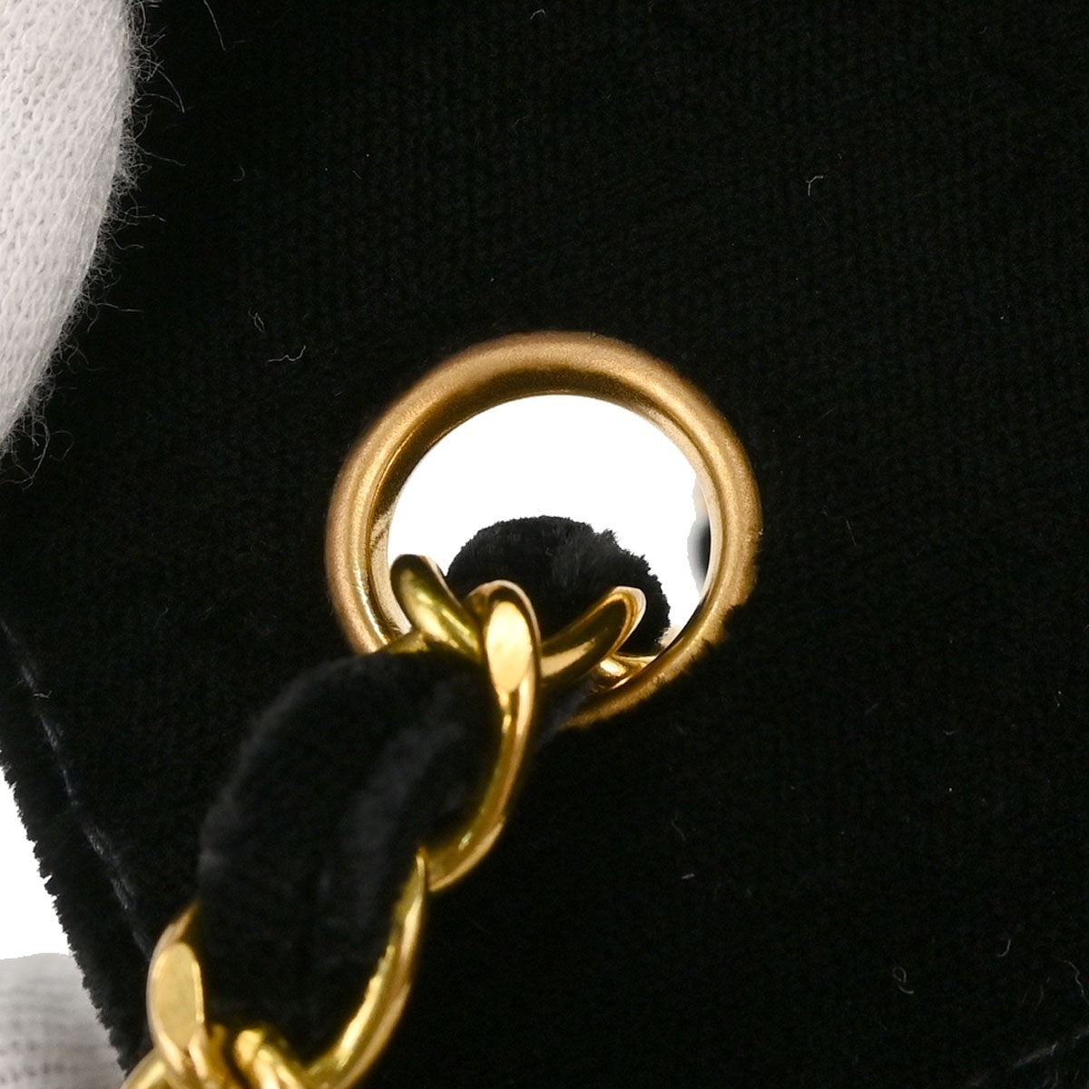 Chanel Black Velvet Mini Classic Square Flap 17 Shoulder Bag