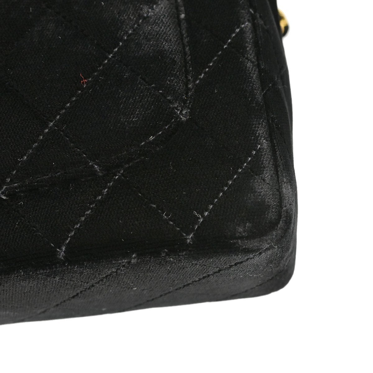 Chanel Black Velvet Mini Classic Square Flap 17 Shoulder Bag