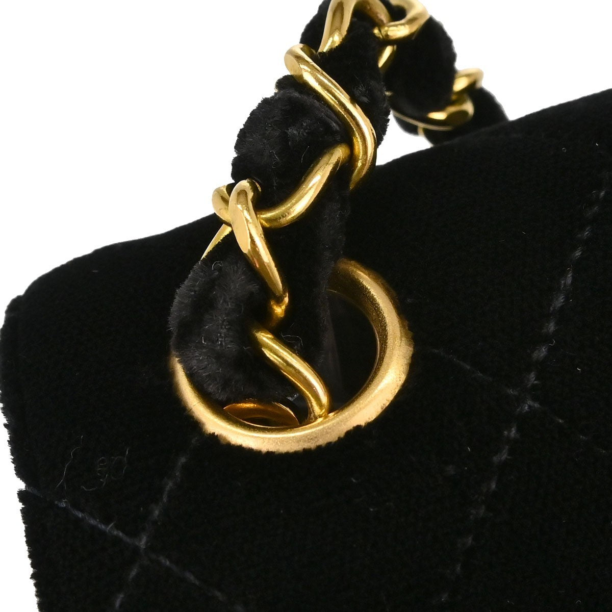 Chanel Black Velvet Mini Classic Square Flap 17 Shoulder Bag