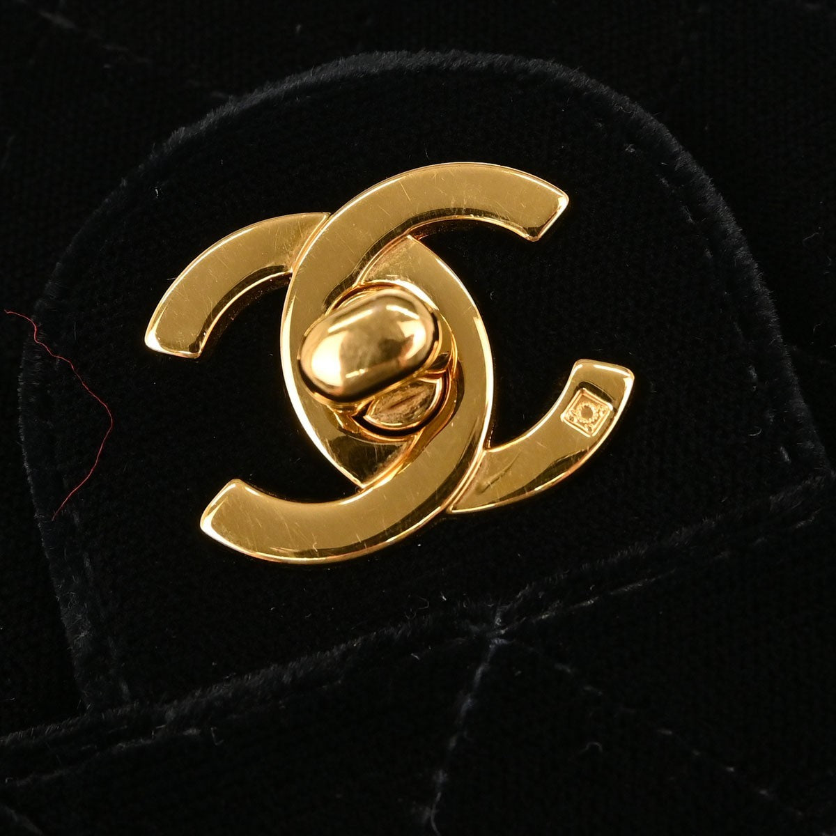 Chanel Black Velvet Mini Classic Square Flap 17 Shoulder Bag