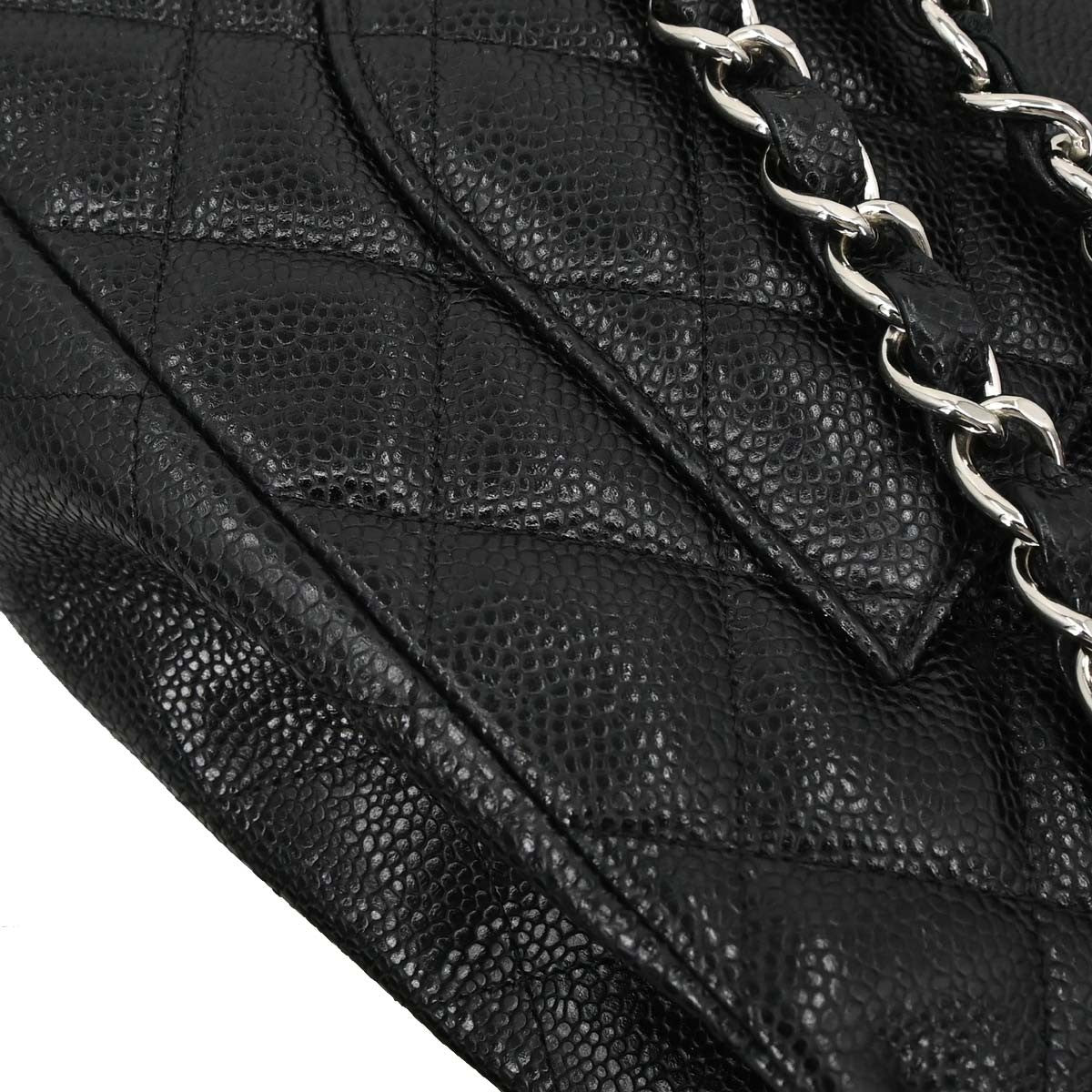 Chanel Black Calfskin Jumbo Classic Flap Shoulder Bag