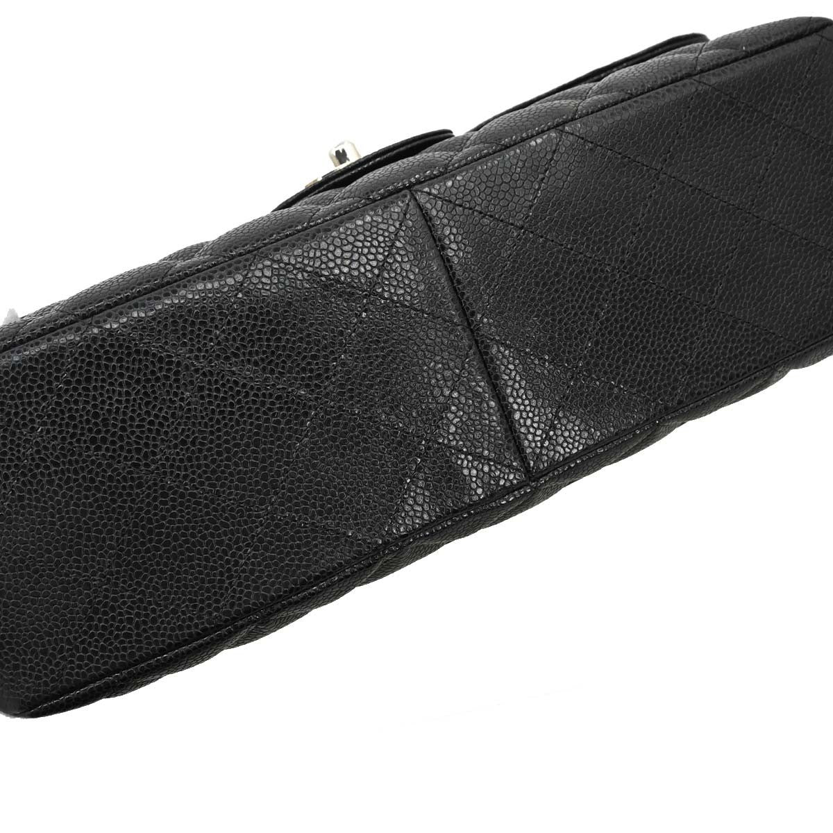 Chanel Black Calfskin Jumbo Classic Flap Shoulder Bag