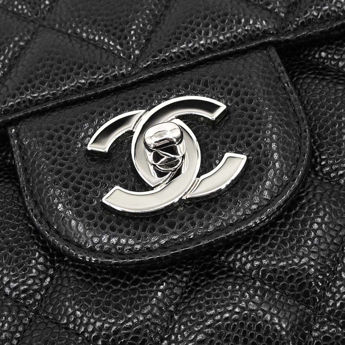 Chanel Black Calfskin Jumbo Classic Flap Shoulder Bag