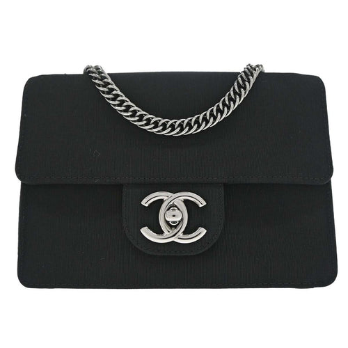 Chanel Black Canvas Classic Single Flap Shoulder Bag