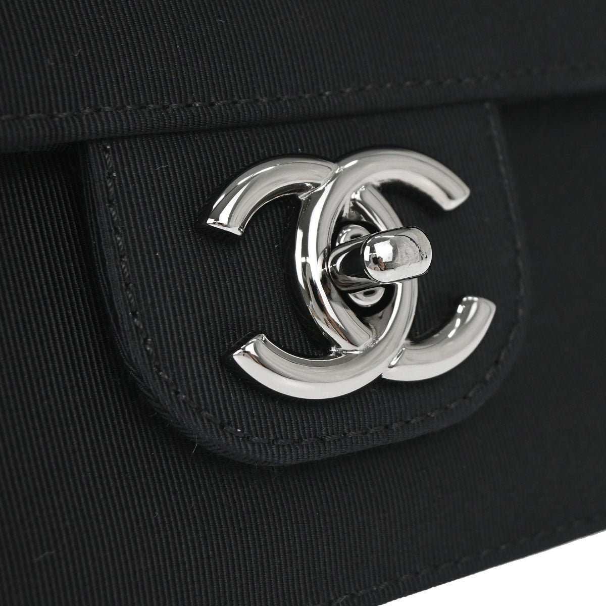 Chanel Black Canvas Classic Single Flap Shoulder Bag