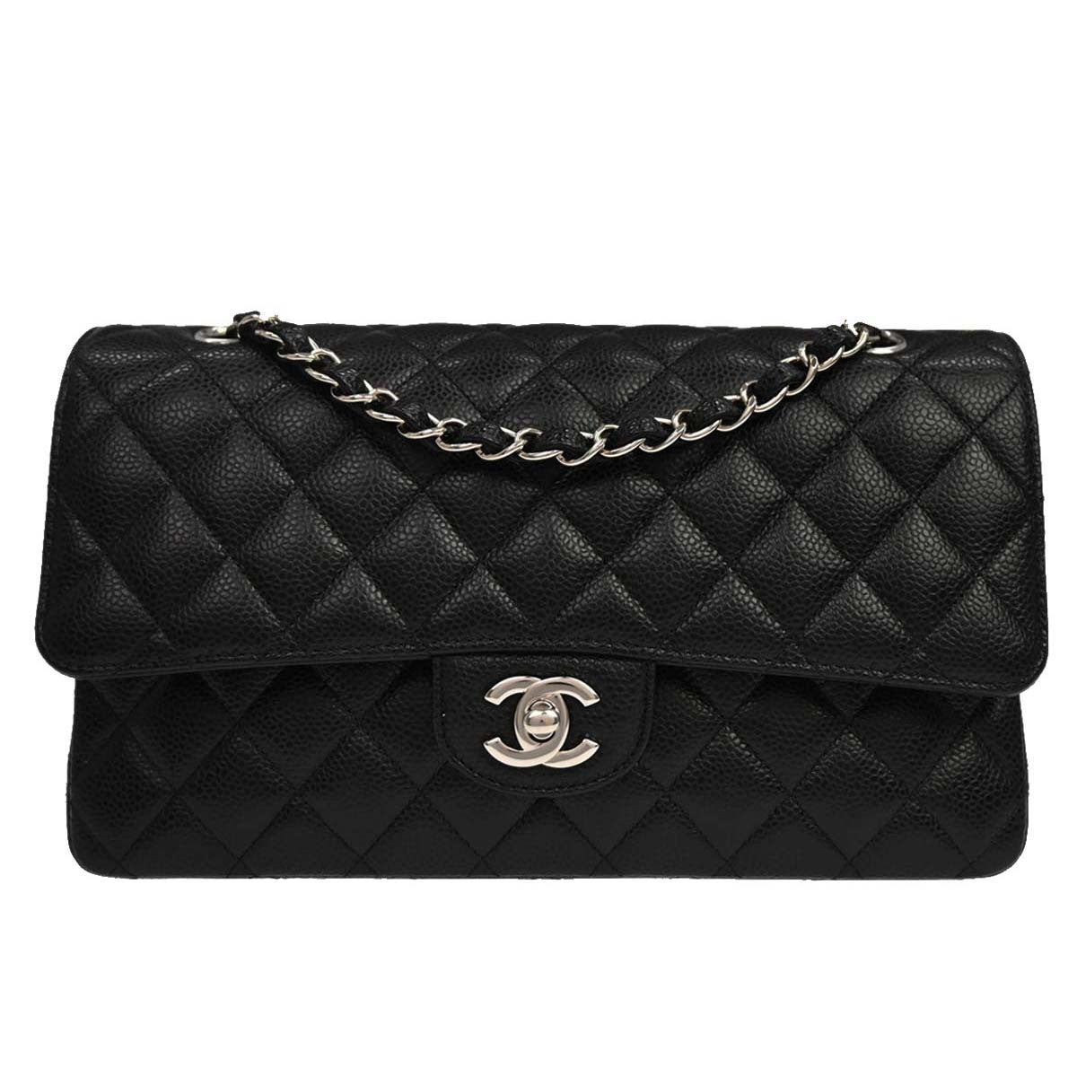 Chanel Black Calfskin Medium Classic Double Flap Shoulder Bag