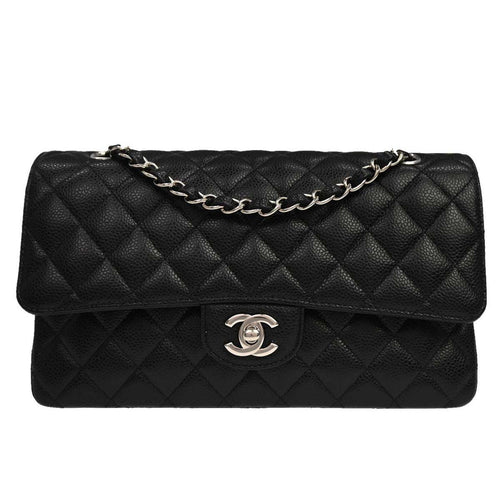 Chanel Black Calfskin Medium Classic Double Flap Shoulder Bag