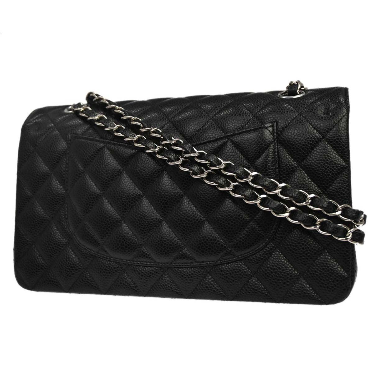 Chanel Black Calfskin Medium Classic Double Flap Shoulder Bag
