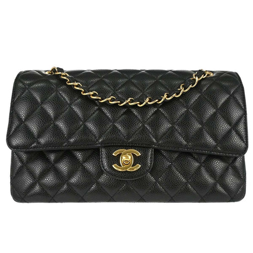 Chanel Black Calfskin Medium Classic Double Flap Shoulder Bag