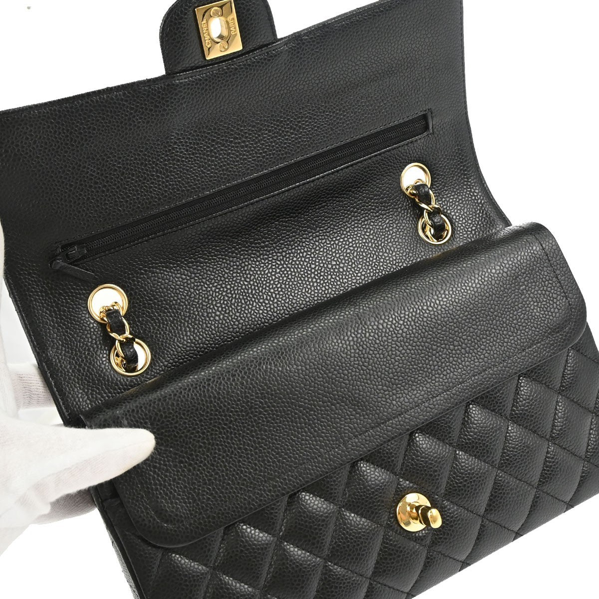Chanel Black Calfskin Medium Classic Double Flap Shoulder Bag