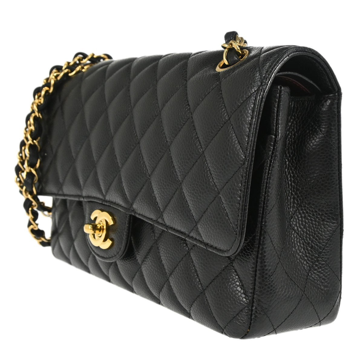 Chanel Black Calfskin Medium Classic Double Flap Shoulder Bag