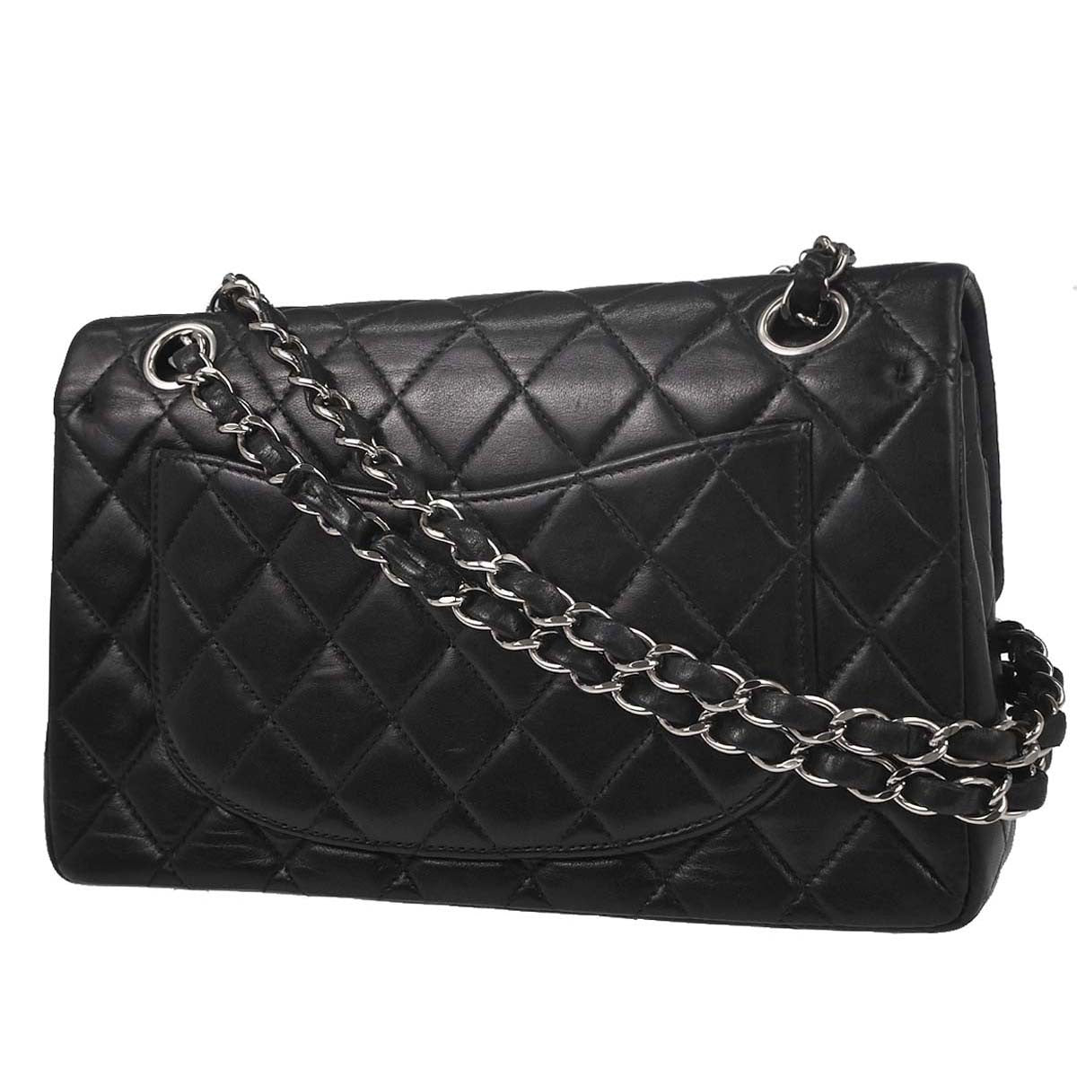 Chanel Black Lambskin Small Classic Double Flap Shoulder Bag