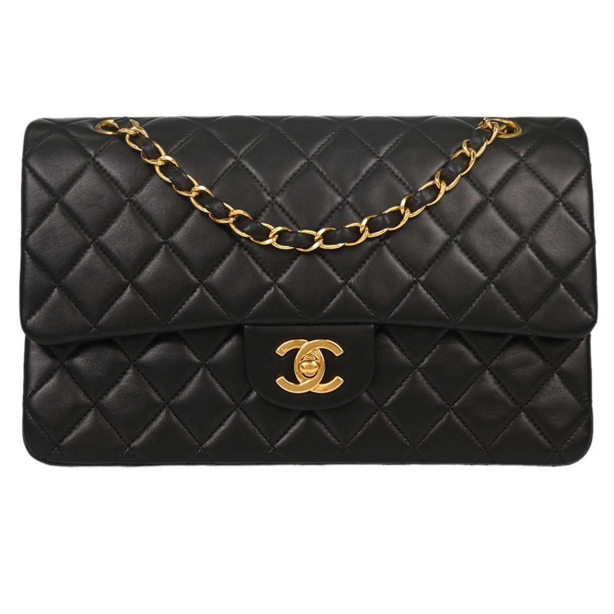Chanel Black Lambskin Medium Classic Double Flap Shoulder Bag