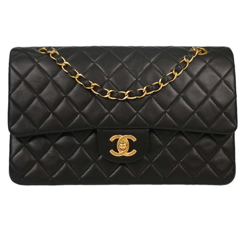 Chanel Black Lambskin Medium Classic Double Flap Shoulder Bag
