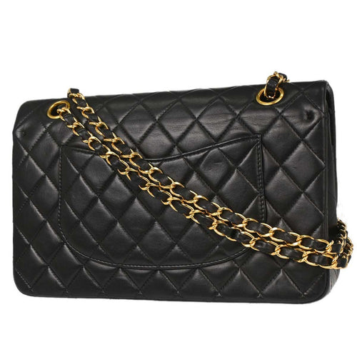 Chanel Black Lambskin Medium Classic Double Flap Shoulder Bag