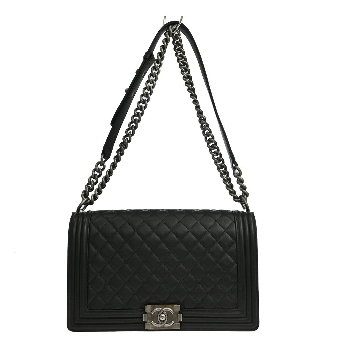 Chanel Boy Black Lambskin New Medium Shoulder Bag