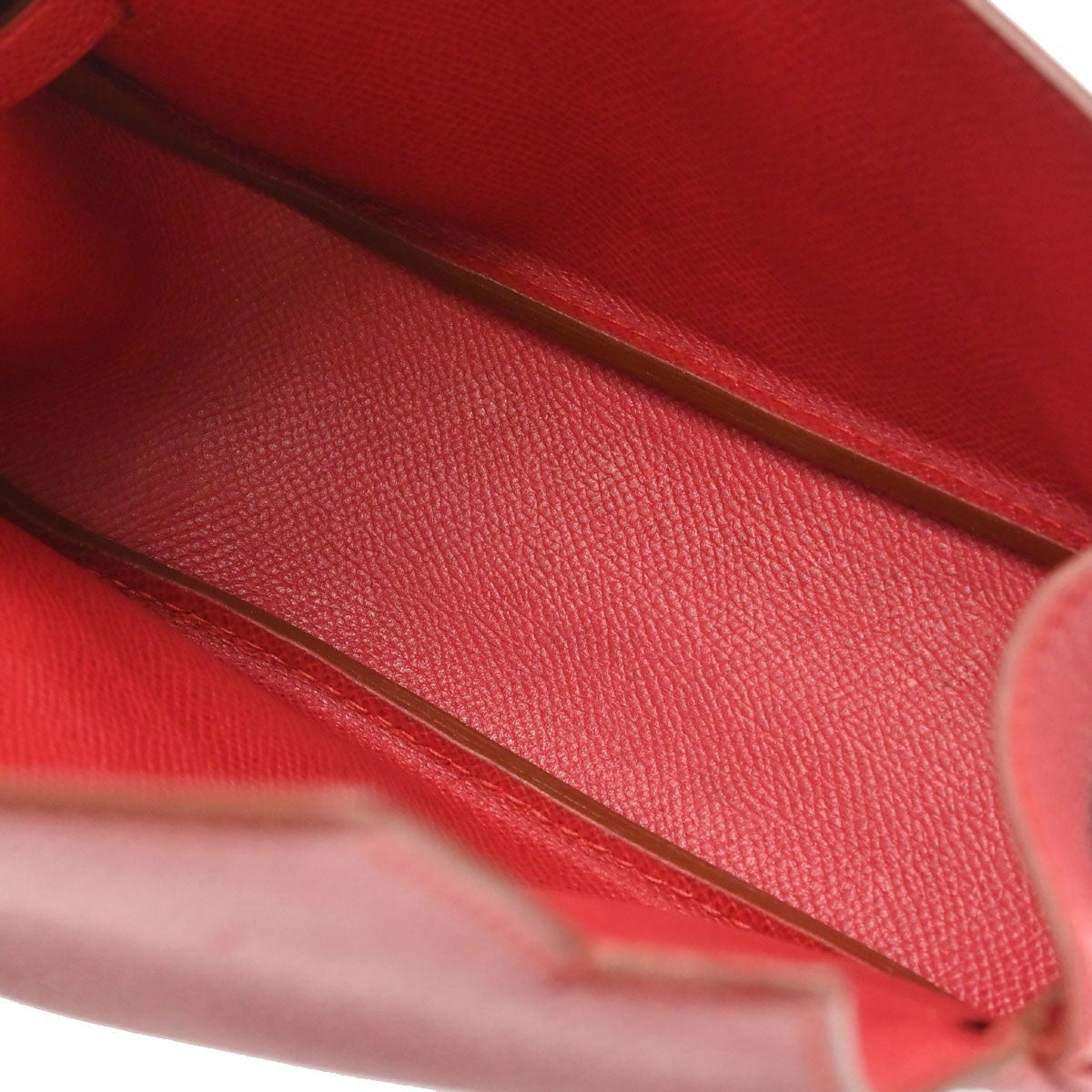 Hermès Vermilion Courchevel Banana Kelly Clutch Bag
